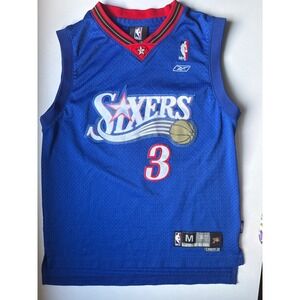 VTG Reebok NBA Philadelphia 76ers Allen Iverson Jersey Blue Youth Medium 10-12